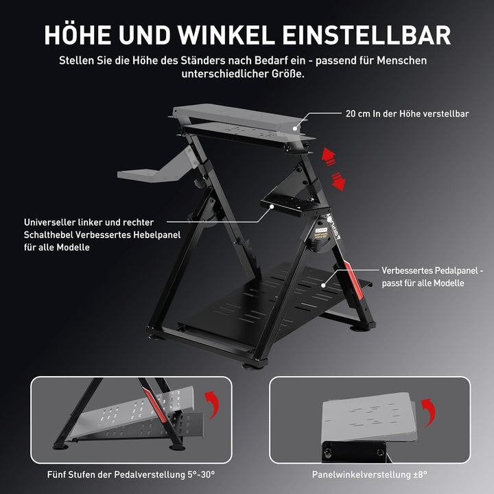 GTPLAYER Lenkradständer für Lenkrad Gaming Wheel Stand Racing Lenkradständer mit V1 V2 Schalthebelha