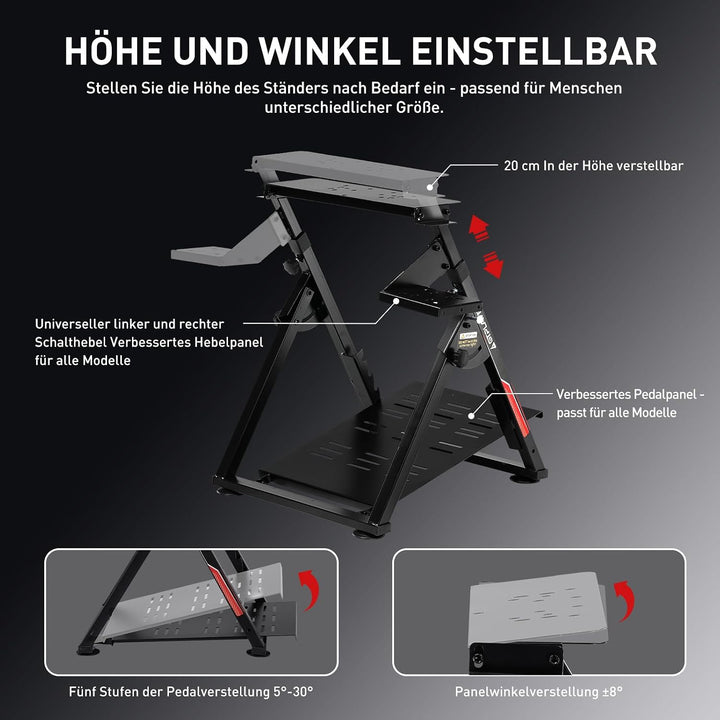 GTPLAYER Lenkradständer für Lenkrad Gaming Wheel Stand Racing Lenkradständer mit V1 V2 Schalthebelha