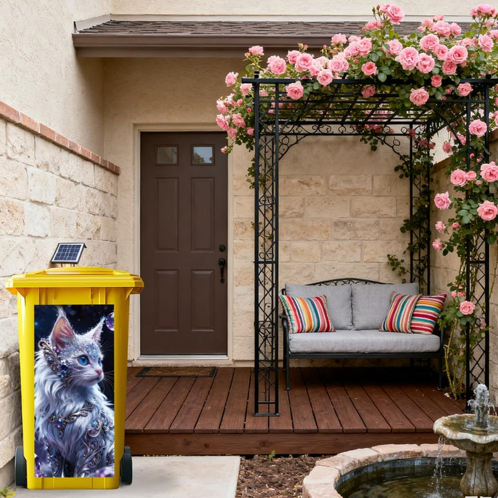 ANATTASOUL Mülleimer Aufkleber, 2 Blätter Mülltonnen Aufkleber 38×82cm Glamour Magische Katze Selbst