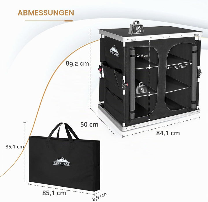 EAGLE PEAK Zwei-Personen-Camping-Klapptisch mit Aufbewahrungsorganizer und Seitentaschen, tragbare O