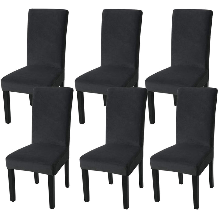Fuloon Stuhlhussen Samt, Universal Stuhlüberzug,6er Set Samt Stretch Stuhlbezug Protector Cover, Abn