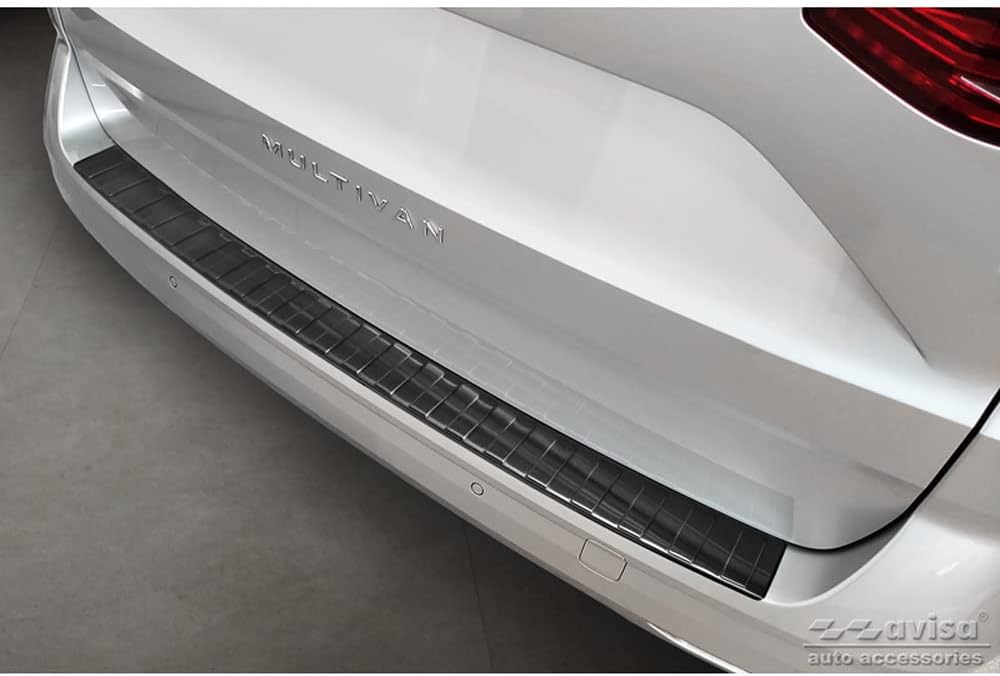 Avisa Schwarz Edelstahl Heckstossstangenschutz kompatibel mit Volkswagen Multivan T7 2021- 'Ribs'