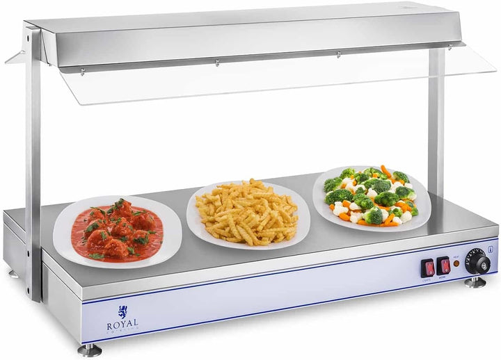 Royal Catering RCHP-100H Warmhalteplatte 1.550 W Arbeitsfläche 100 x 50 cm Edelstahl 3 Halogenlampen