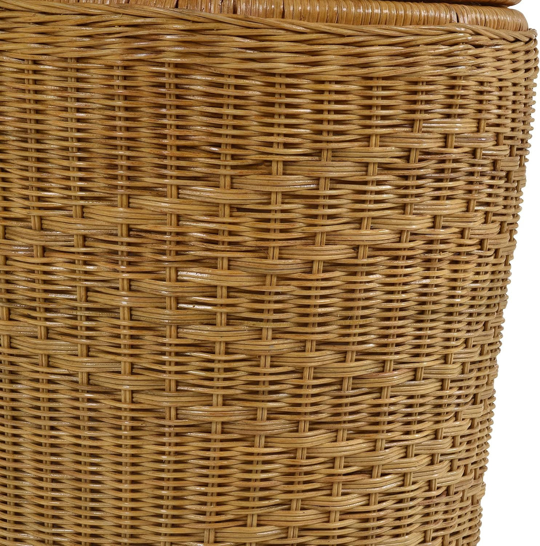 Edle Rattan Wäschetonne Wäschekorb mit Deckel Korb Aufbewahrung für Wäsche mit Inlett Wäschesammler