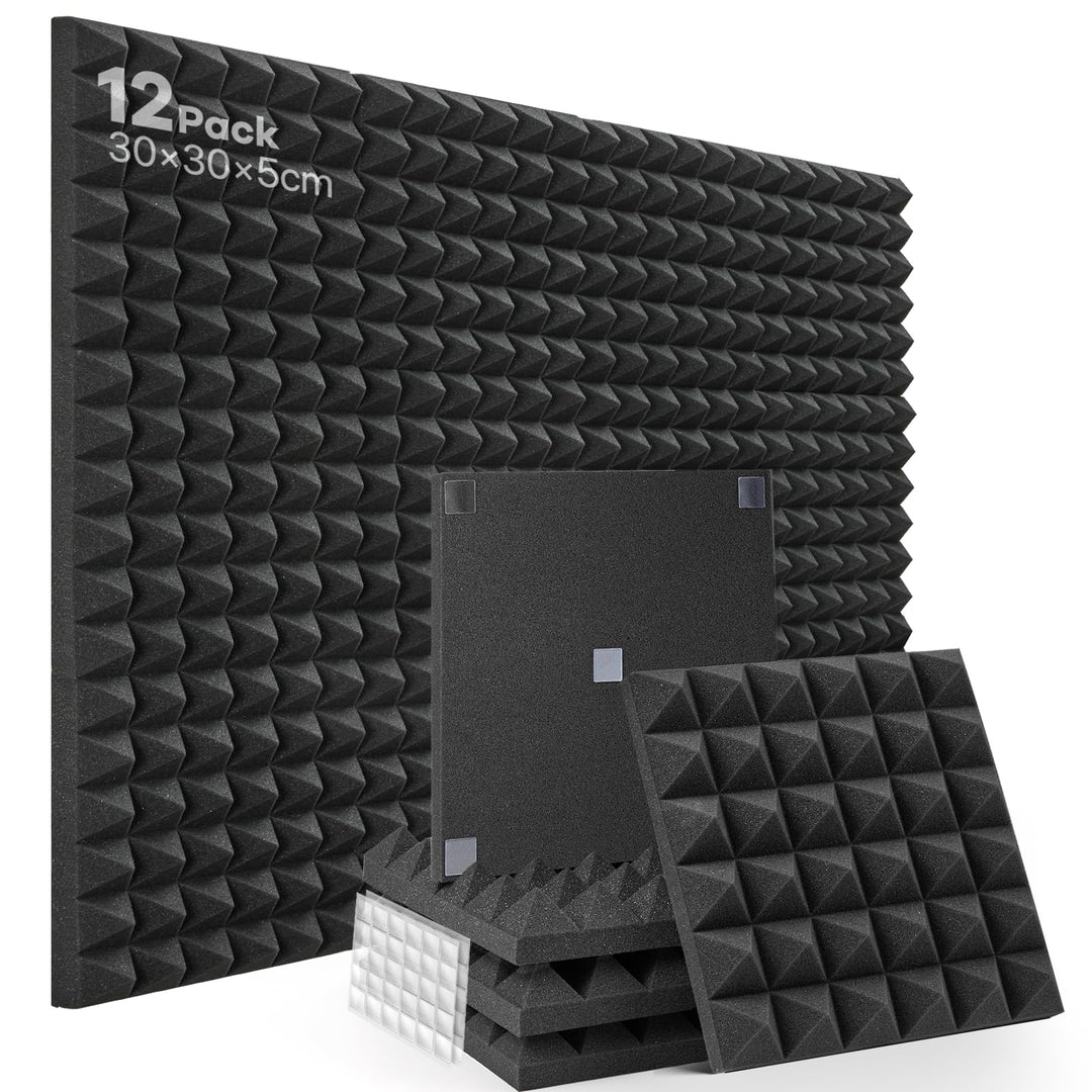 Pyramiden Akustikschaumstoff Soundsbay 12 Stück 30 × 30 × 5cm Schallabsorber Wand Schallschutzmatte