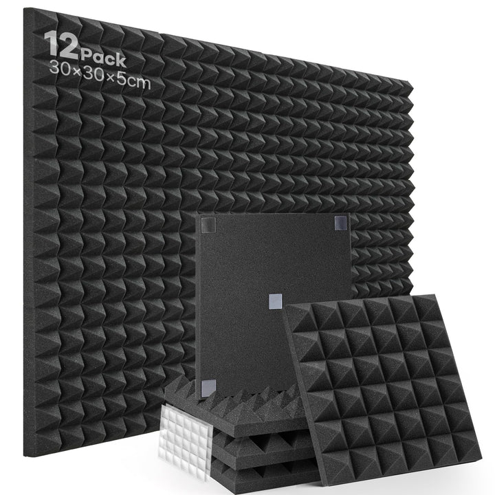 Pyramiden Akustikschaumstoff Soundsbay 12 Stück 30 × 30 × 5cm Schallabsorber Wand Schallschutzmatte