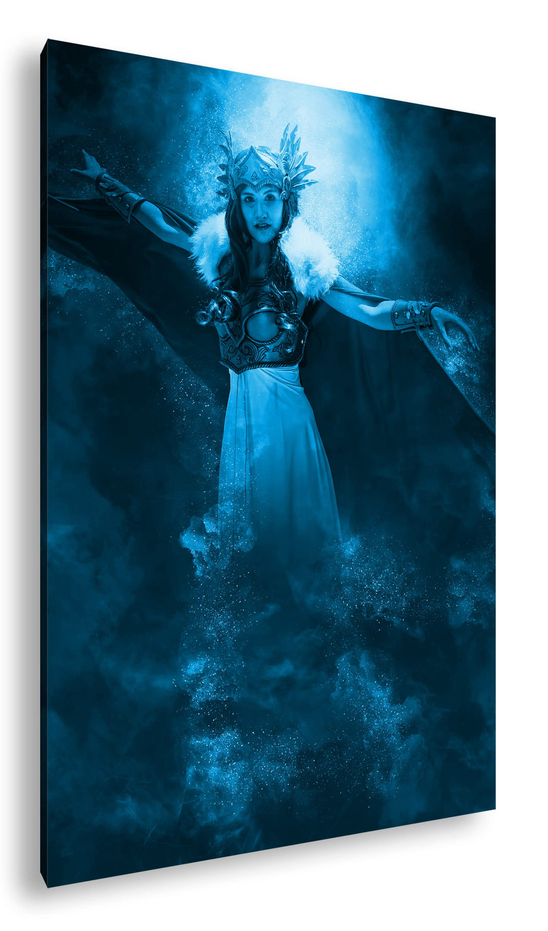 deyoli göttliche Walküre Format: 80x60 Effekt: Monocrome Blau als Leinwand, Motiv fertig gerahmt auf