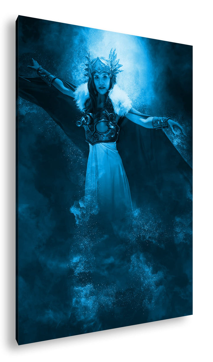 deyoli göttliche Walküre Format: 80x60 Effekt: Monocrome Blau als Leinwand, Motiv fertig gerahmt auf