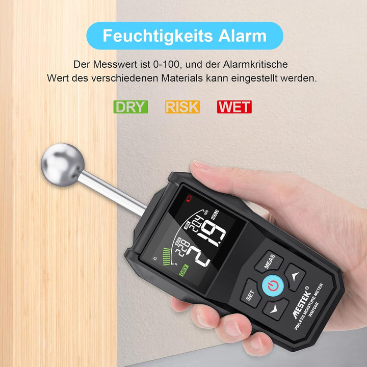Feuchtigkeitsmessgerät MESTEK Feuchtigkeitsmesser Feuchtemessgerät mit Digitale LCD Display Akustisc