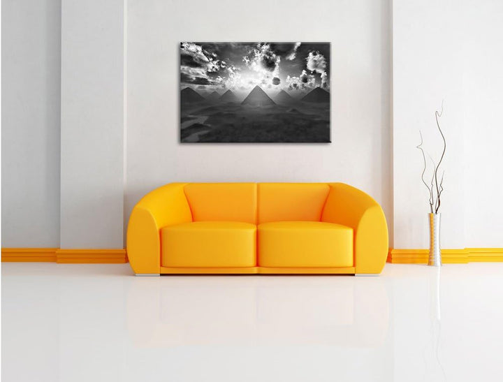 Pixxprint Pyramiden beim Sonnenuntergang als Leinwandbild/Grösse: 100x70 / Wandbild/Kunstdruck/ferti