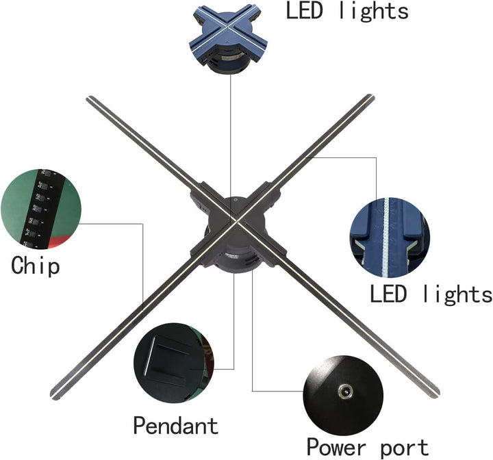 Missyou 70cm 3D Hologramm Projektor, 832 LED, WiFi Steuerung, Bluetooth, 700 Video-Materialien, App