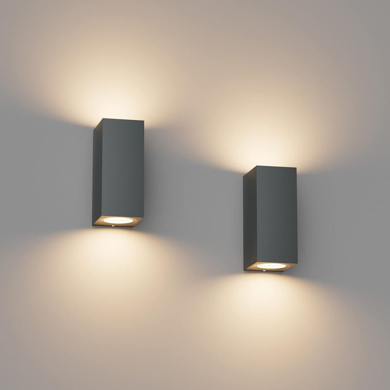 Klighten 2 Stück Anthrazit Wandleuchte Aussen Innen, Wasserdicht IP65 Modern Wandlampe Aussen, Alumi