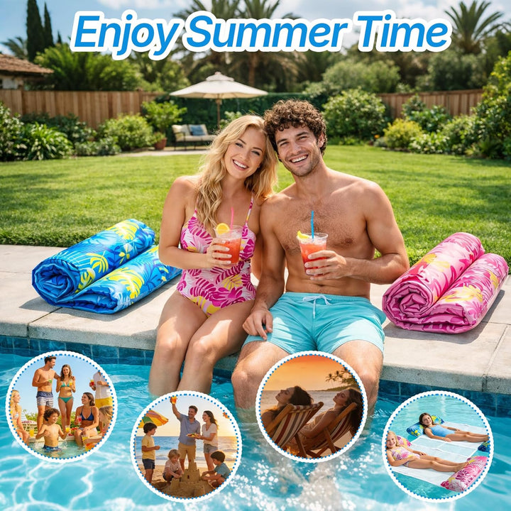 Luftmatratze Pool 2er Set, Wasserhängematte mit Netz für Jungen und Mädchen, Luftmatratze Wasser für