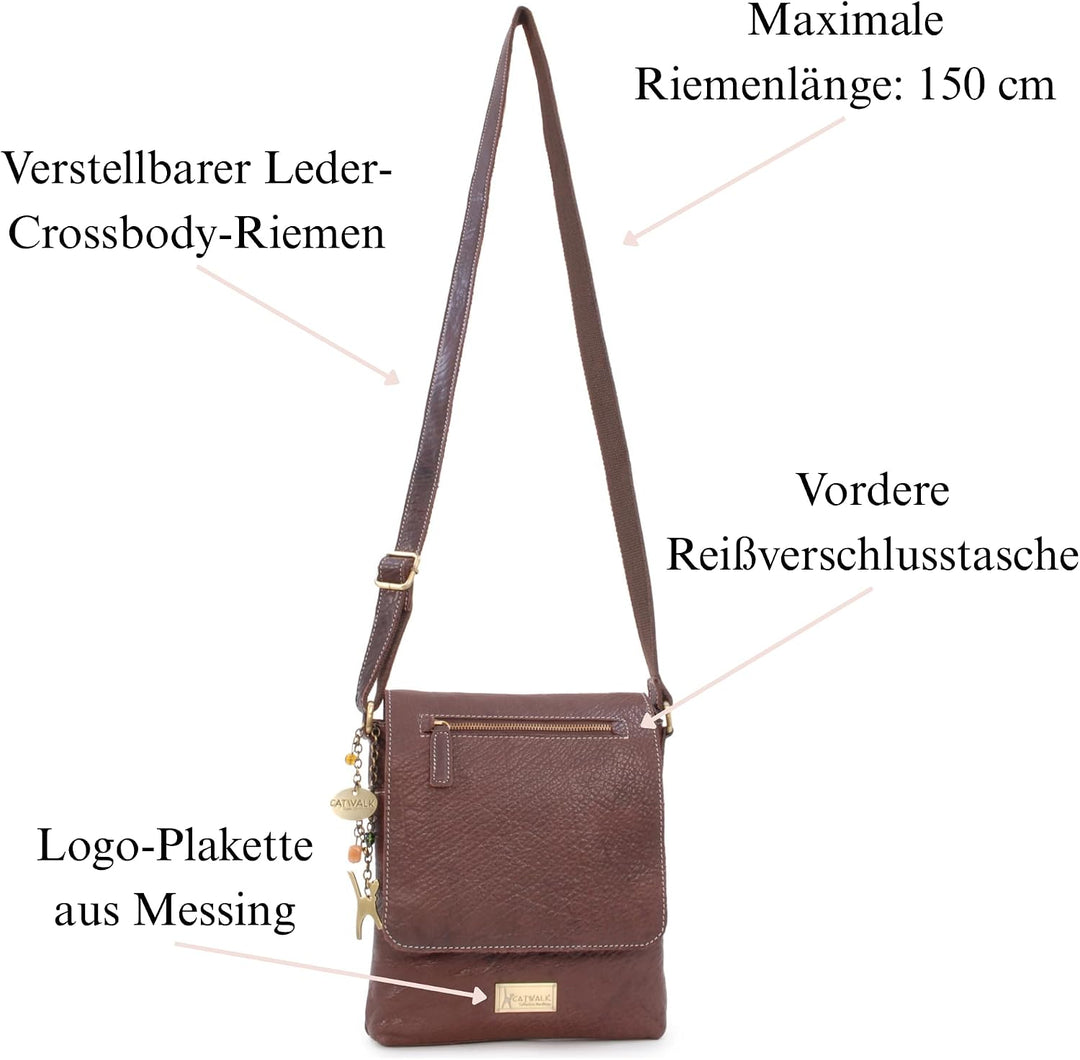 Catwalk Collection Handbags - Leder - Damen Leder Umhängetasche/Handtasche/Messenger/Schultertasche