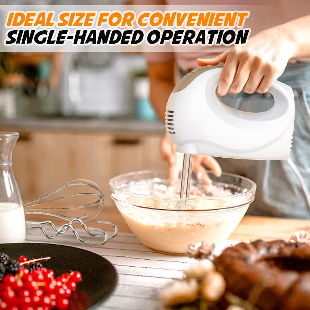 Handrührer Elektrisch-Handrührgerät, 5 StuFen Handmixer, Enthalten 1 Schneebesen, 2 Rührbesen, 2 Ede