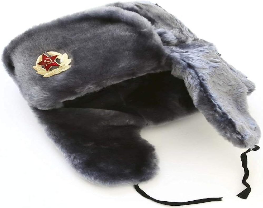 Russische Sowjetarmee Pelz Militär Cossack Ushanka Hut Grau XL Grau, XL Grau