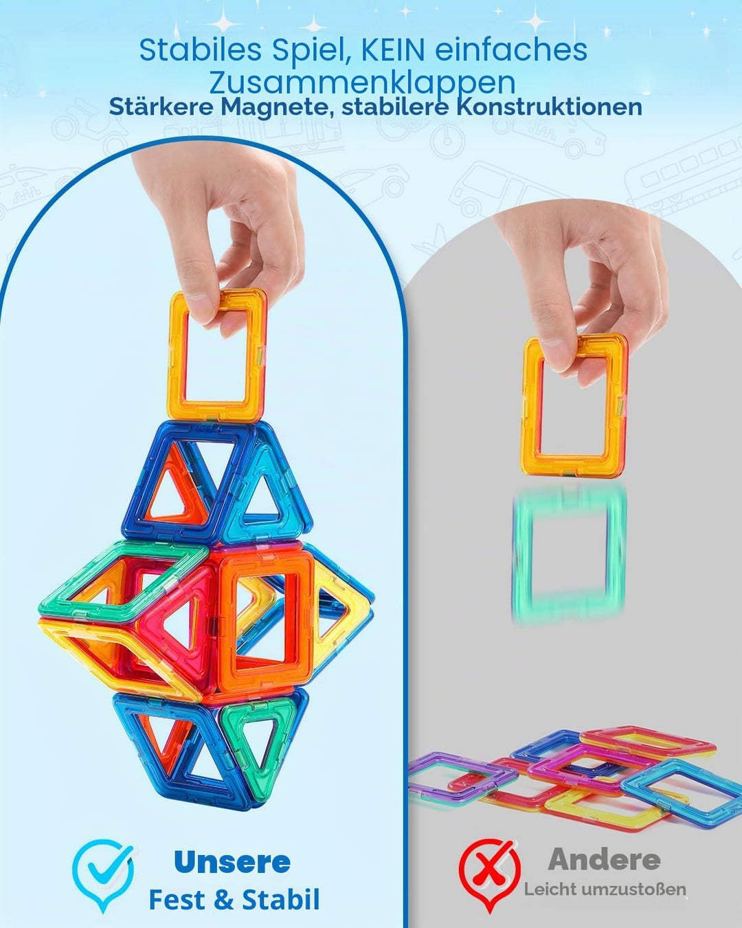 Theefun Magnetische Bausteine, 136 Teile Magnetbausteine Magnetspielzeug Magnet Spielzeug Magnetspie