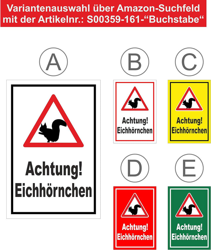 Melis Folienwerkstatt Schild Achtung Eichhörnchen - 60x40cm - Bohrlöcher - 3mm Aluverbund – 20 VAR S