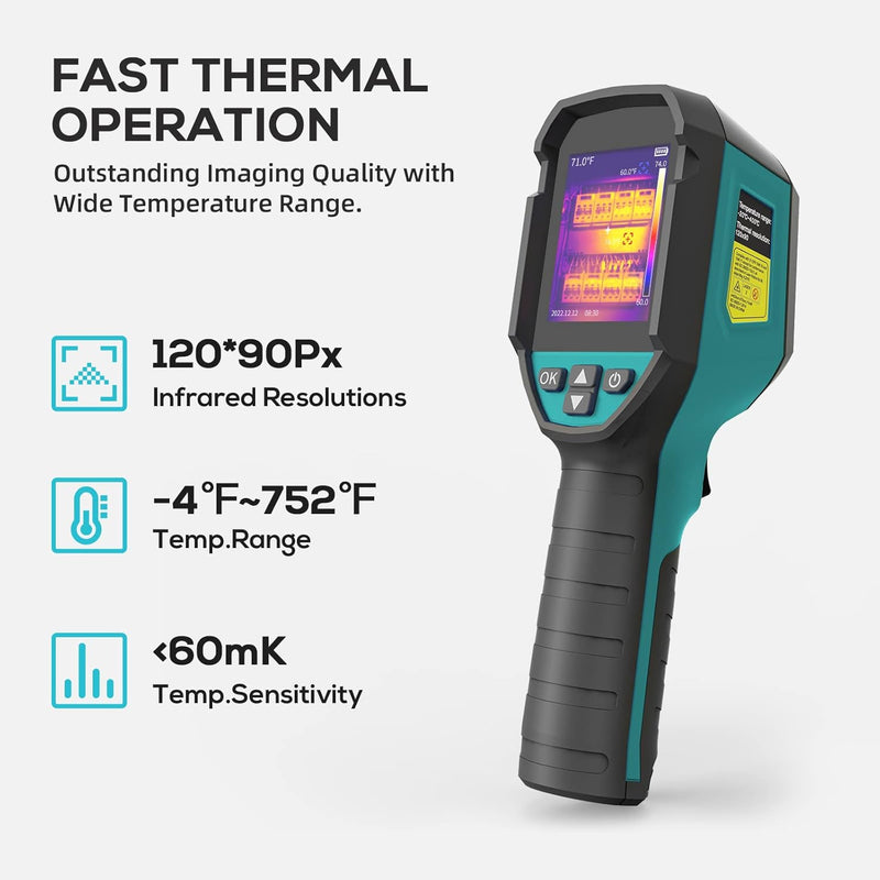 MiLESEEY Wärmebildkamera TR120E Handheld Thermokamera 3,5 Zoll LCD-Anzeige,Wiederaufladbar,6 Palette