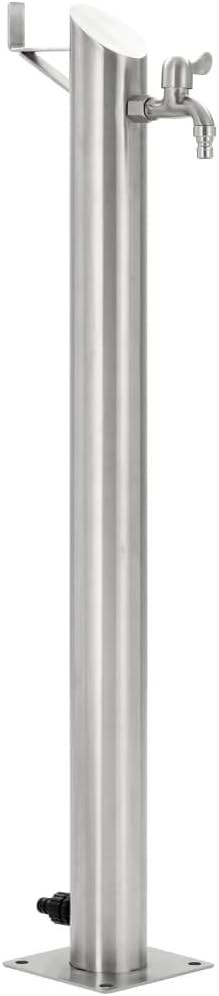 Festnight Garten Wassersäule Edelstahl Rund 95 cm | Wasserzapfsäule