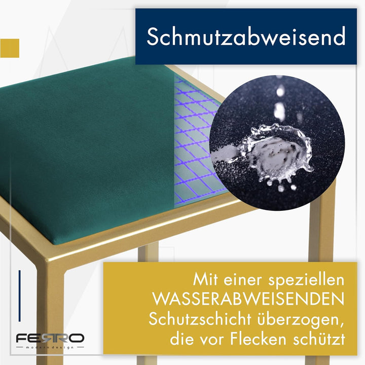 FERRO modern design Barhocker Gold ohne Lehne 64 cm - Metal Barstuhl mit Gepolstertem Sitz - Loft St
