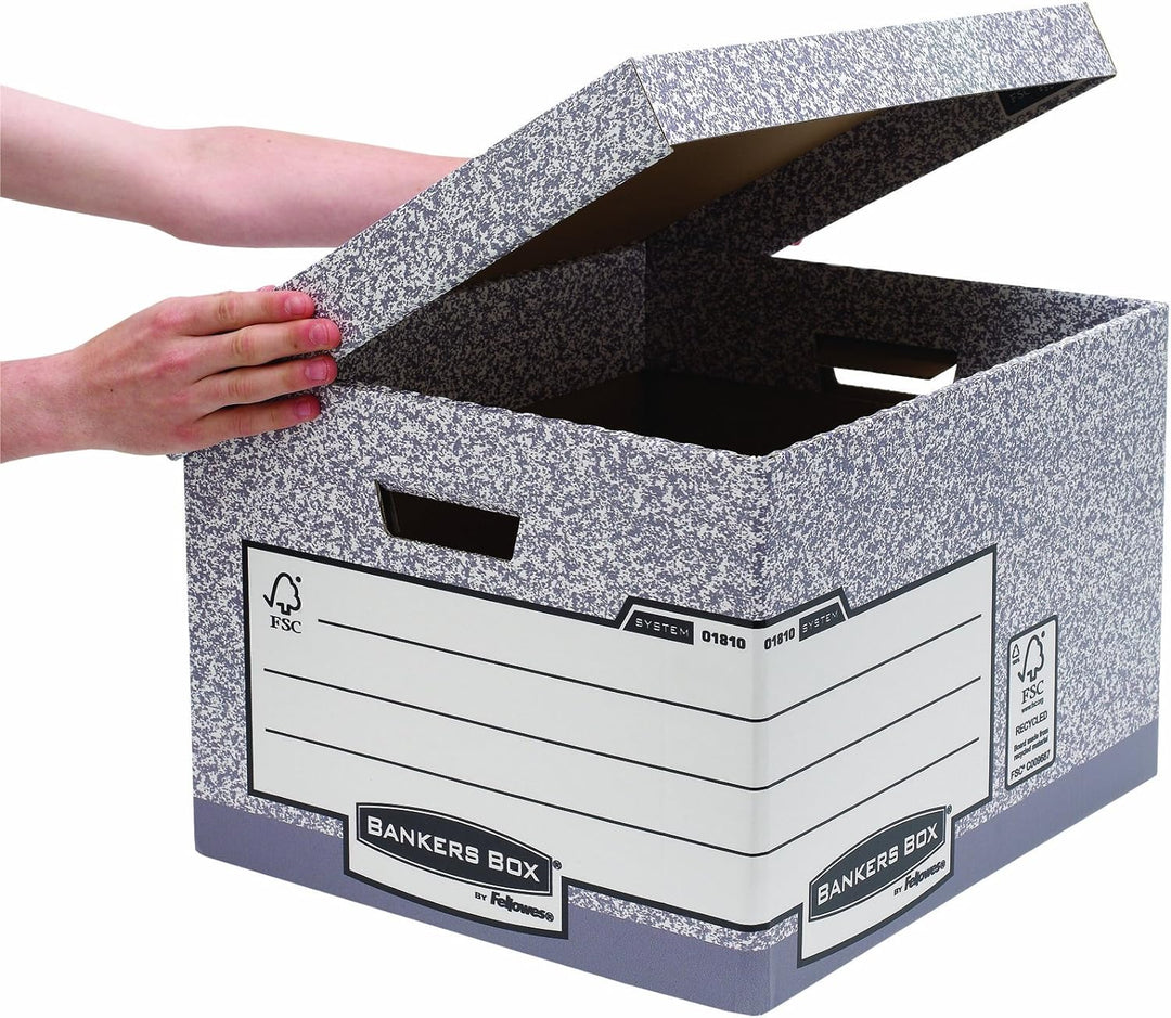 Bankers Box Archivbox mit FastFold System, gross, FSC, 10er-Packung, grau Grau Grosse, Grau Grosse