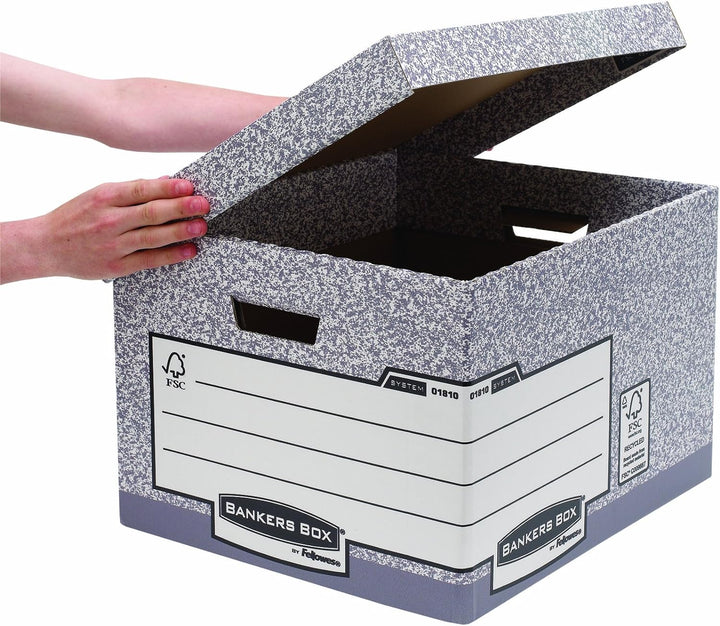 Bankers Box Archivbox mit FastFold System, gross, FSC, 10er-Packung, grau Grau Grosse, Grau Grosse