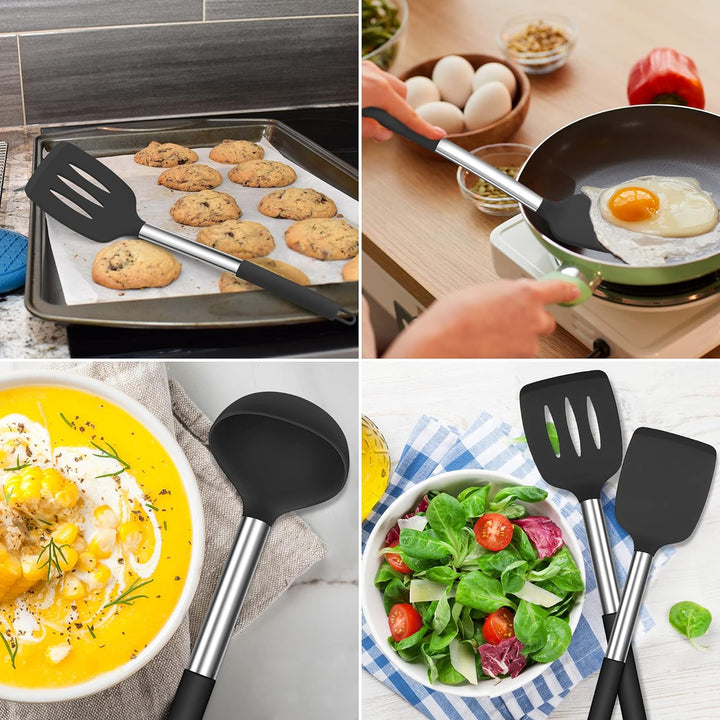 Herogo Küchenhelfer Set, 25 Stück Silikon Küchenutensilien mit Halter, Hitzebeständiger Kochbesteck