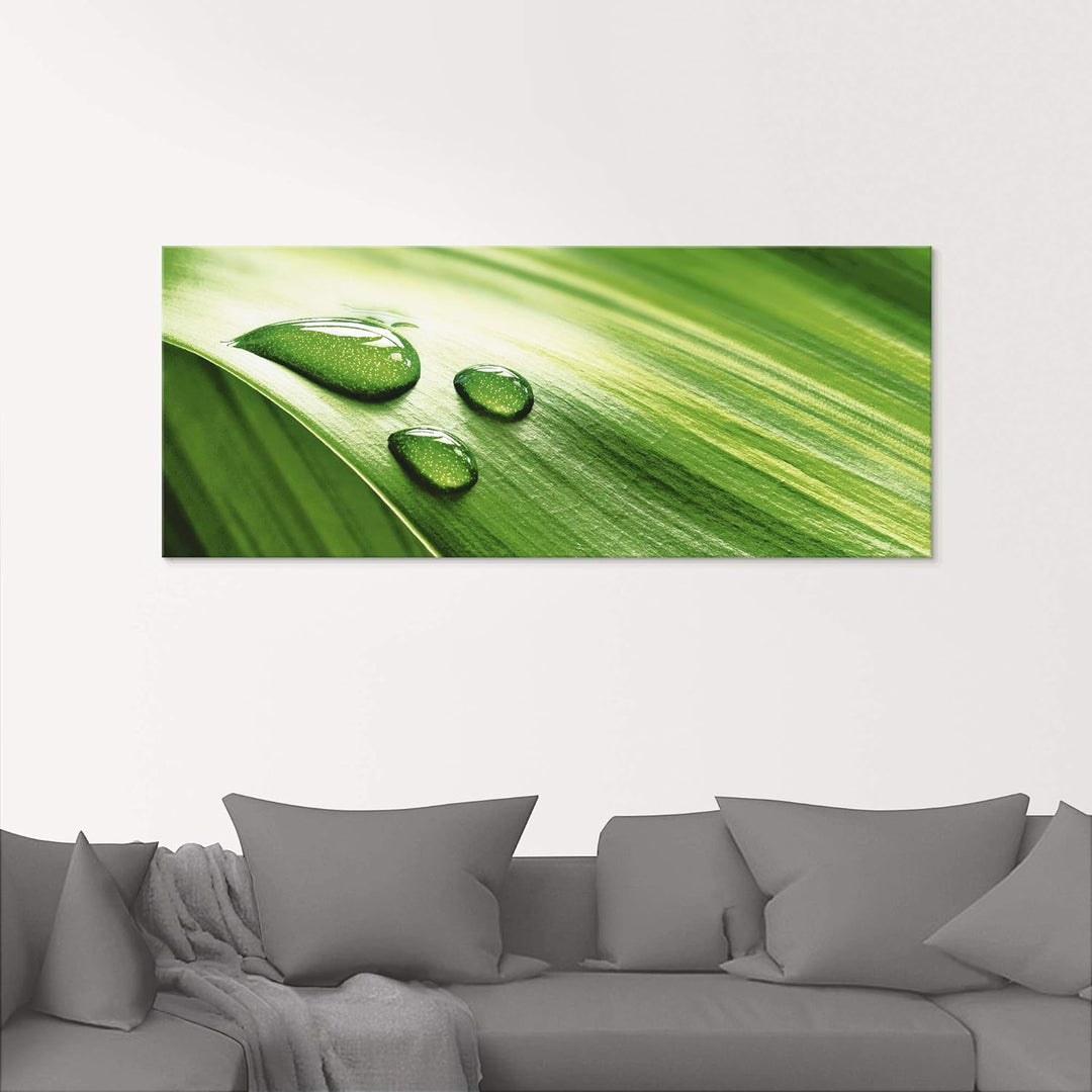 ARTland Glasbilder Wandbild Glas Bild einteilig 30x60 cm Hochformat Natur Pflanzen Blätter Wassertro