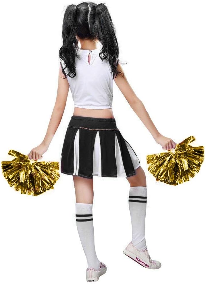 LOLANTA Mädchen Cheerleader Kostüm Schulkind Cheer Kostüm Outfit Karneval Kostüm(schwarz,122-128,Eti
