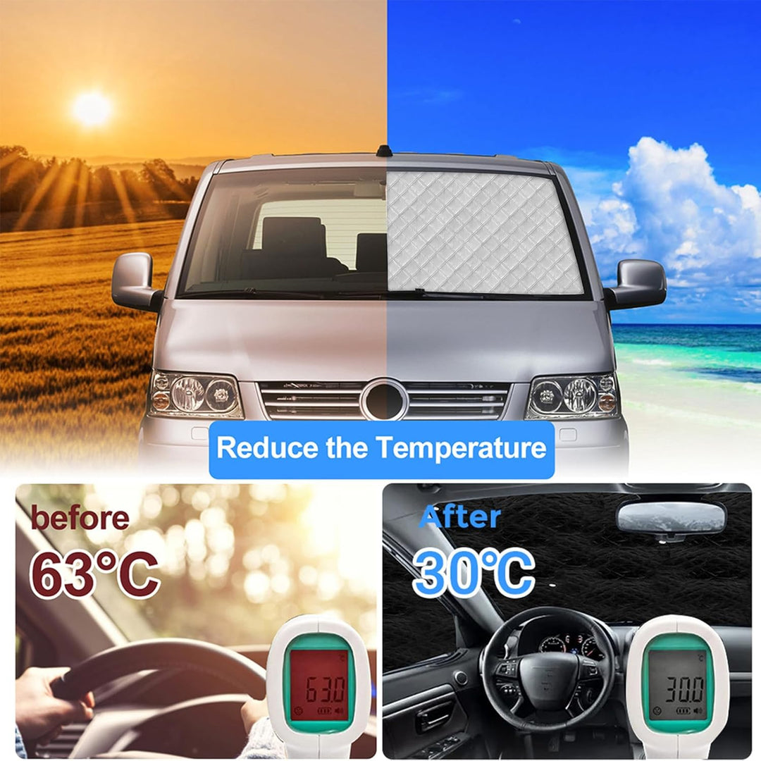 Thermomatte Fahrerhaus Innen Kompatibel mit 2017-2026 Citroen Dispatch, 8PCS LWB Faltbare Sonnenschu
