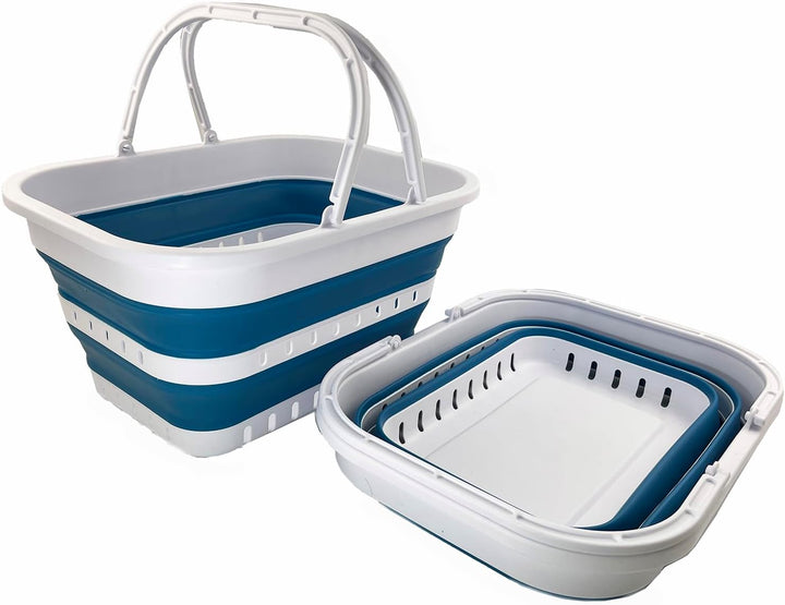 SAMMART 19L zusammenklappbare Wanne mit Griff-tragbarer Outdoor-Picknickkorb/Krater-Faltbare Einkauf