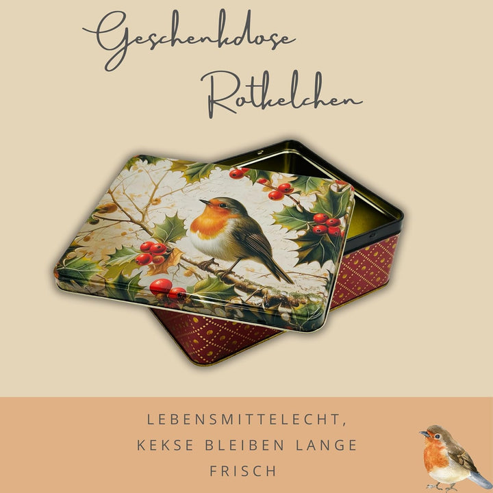 Geschenkdose Design Nostalgia - Liebevoll gestaltete rechteckige Vorratsdose - Motiv Rotkelchen - Bl