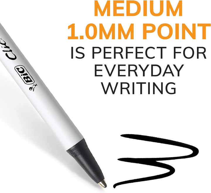 BIC Clic Stic Druckkugelschreiber, mittlere Spitze (1,0 mm), 24 Stück, rundes Schaft-Design für komf