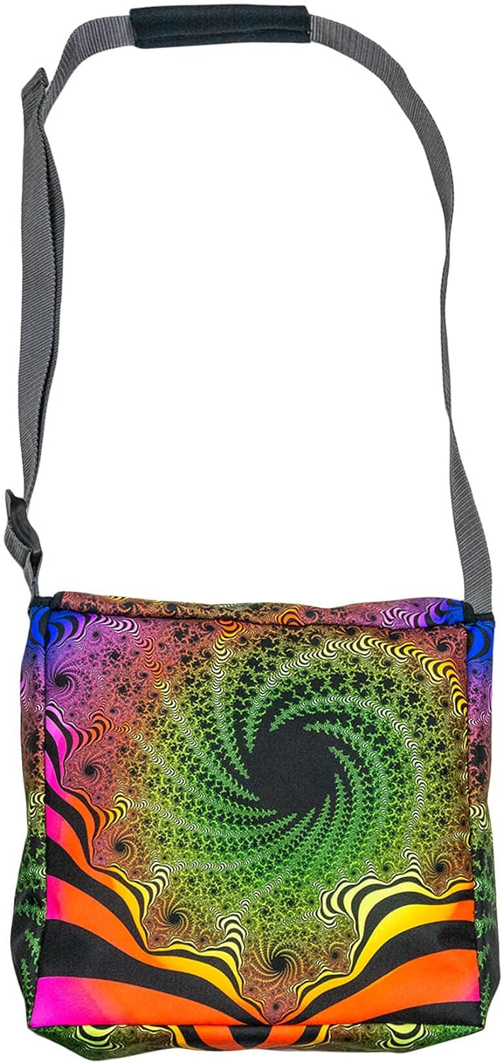 PSYWORK Schwarzlicht Umhänge Tragetasche Neon Fractal Dimension III Neon UV-aktiv wasserabweisend