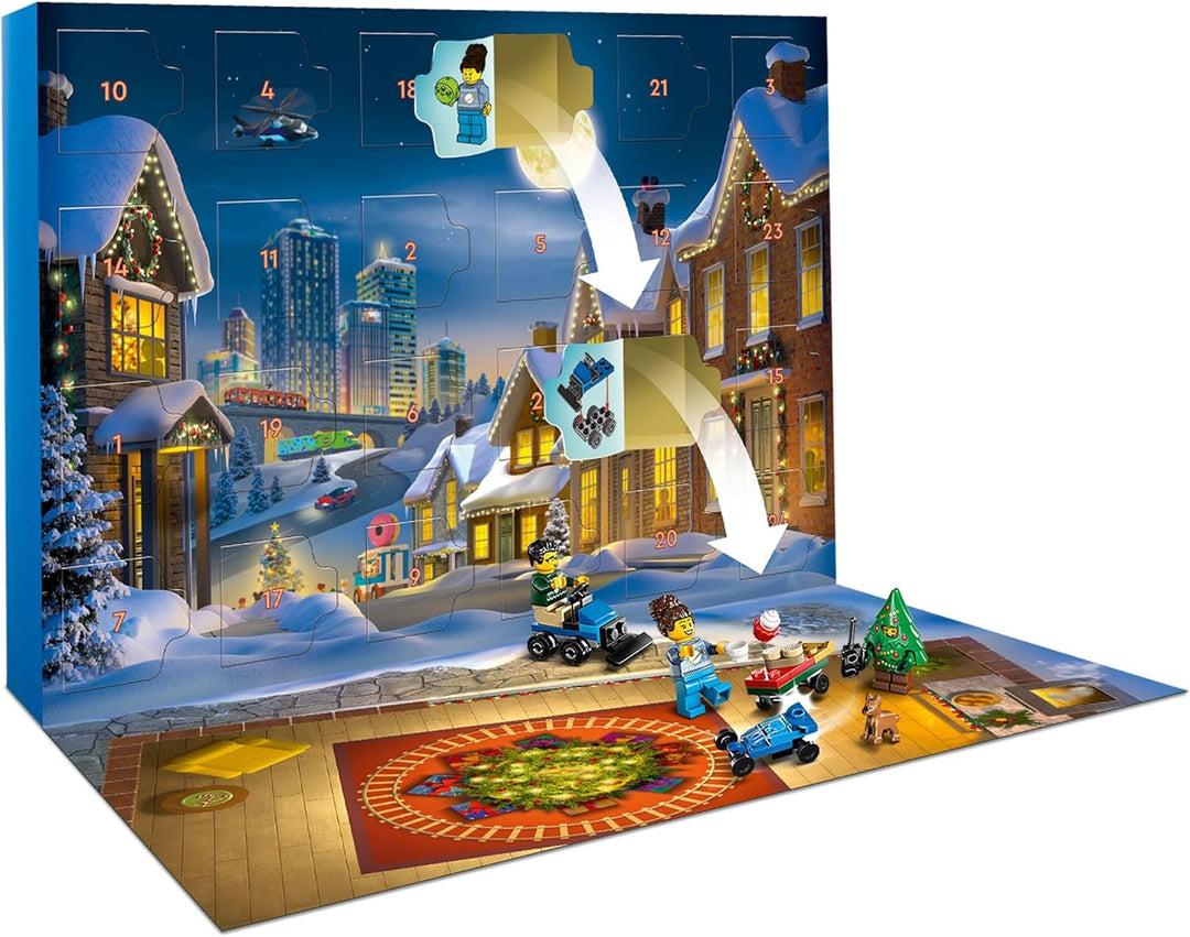 LEGO City Adventskalender 2025 - Weihnachten Spielzeug mit 24 Überraschungen - Zug, Auto & Traktor s