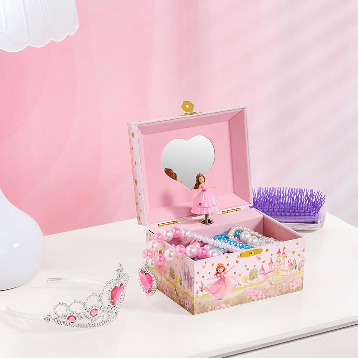 ProCase Kinder Musik Box Schmuckkästchen mit Spieluhr Princess, Schmuckschatulle mit Melodie für Mäd