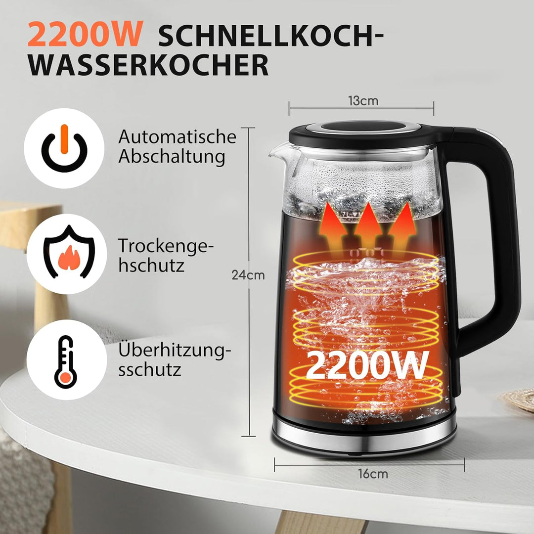 Taylor Swoden Wasserkocher 1,7 L mit Temperatureinstellung, Smart LED Digital Temperaturanzeige 40-1