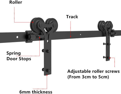 CCJH Schiebetüren Schiebetürsystem, 6.6FT (200cm) Laufschiene Schiebetuer Y Form Rolle Set fuer Schi