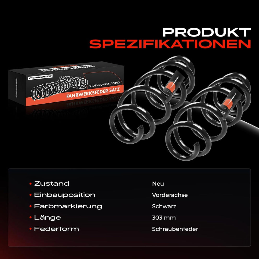 Frankberg 2x Federn Fahrwerksfeder Vorderachse Kompatibel mit Golf V 1K1 3.2 R32 4.m.o.t.i.o.n 2005-