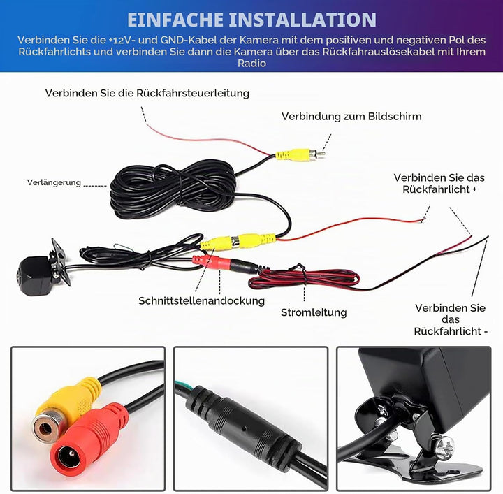 AHD 1080P Rückfahrkamera, 180° Super Weitwinkel, IP68 Wasserdicht, Universal Für Auto, SUV, Wohnmobi