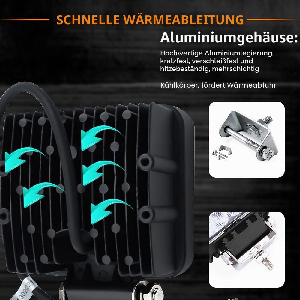 Lospitch LED Arbeitsscheinwerfer 12V 48W,LED Scheinwerfer 24V für auto,LKW,traktor,Offroad,SUV,ATV,R
