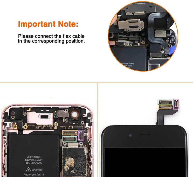 Xlhama Ersatz-Display, komplett, für iPhone 6S Plus, Schwarz, 5,5 Zoll, mit Reparaturwerkzeug, Front