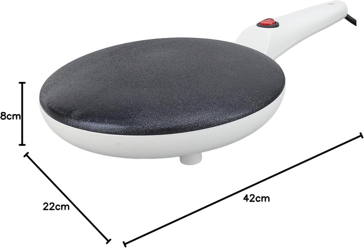 Elektrischer Antihaft Crêpe-Maker 8-Zoll mit Temperaturregelung, Langem Griff für Pfannkuchen Omelet