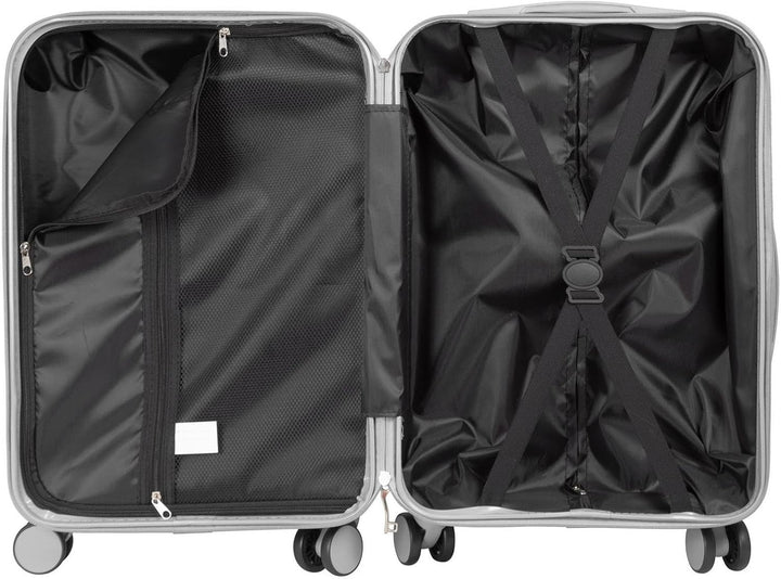 Hartschalen Koffer Trolley Cespara Handgepäck mit modernem Motiv Print - Farbe Silber - Gr. M
