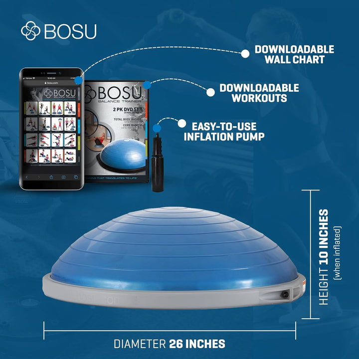 BOSU Pro Multifunktionaler Trainingsball für Zuhause, Fitnessstudio, Ganzkörper-Balance, Krafttraine