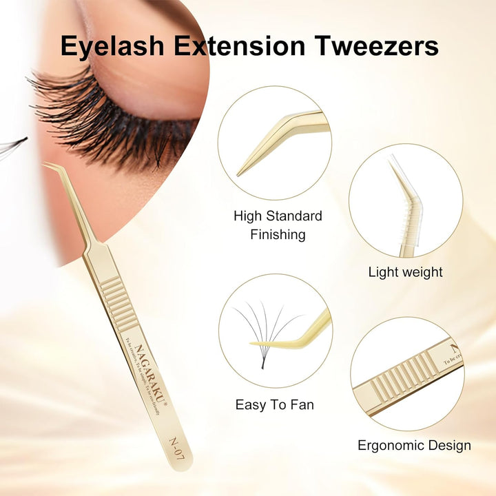 NAGARAKU Wimpernpinzette für Wimpernverlängerung Professionelle Präzisionspinzette Volume Eyelash Ed