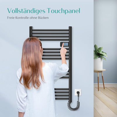 EMKE Elektrischer Handtuchheizkörper 75 x 40 cm, Badheizkörper Elektrisch mit Touchschalter Timer, H