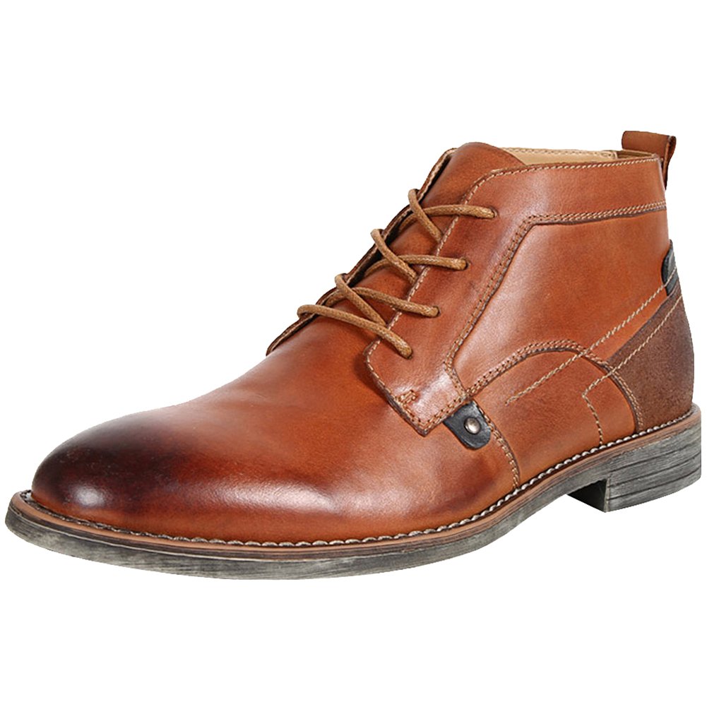 rismart Herren Knöchel hoch Runder Zeh Stilvoll Leder Chukka Bootsschuhe 44 EU Bräunen, 44 EU Bräune