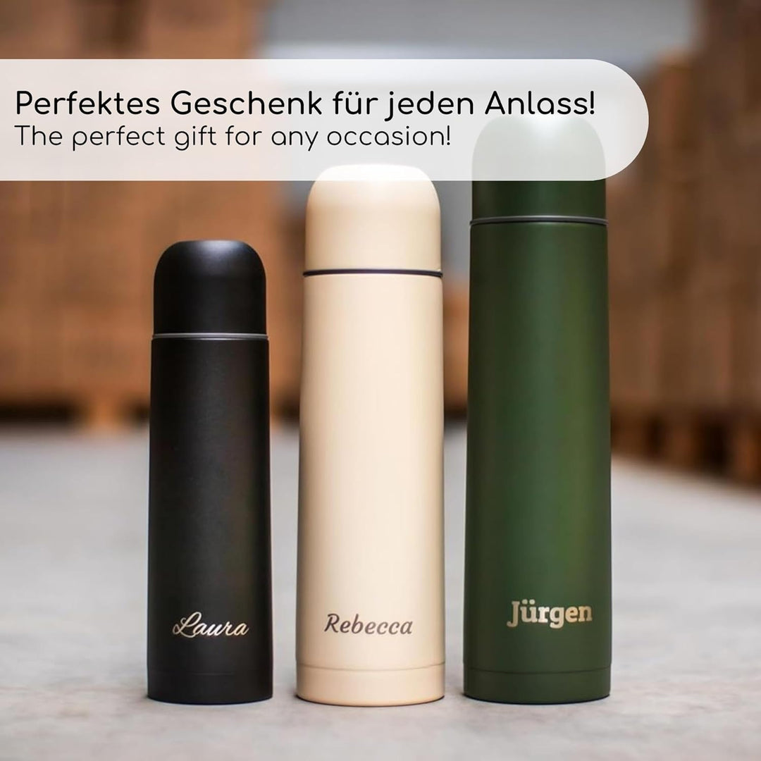 Milu Thermoskanne mit Gravur personalisiert - als Geschenk-Idee Ostern, Vatertag, Muttertag, Weihnac